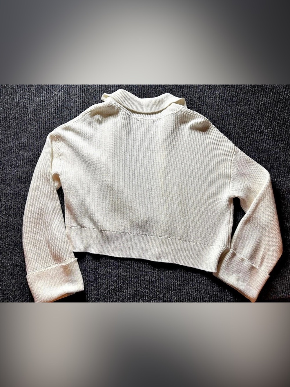 Quince 100% Organic Cotton Fisherman Collared Cardigan Ivory Cream L - Picture 3 of 5